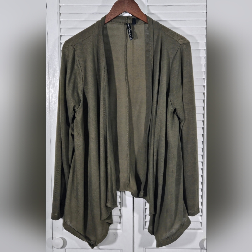 Allie & Rob Olive Green Long Sleeve Lightweight Open Front Cardigan Sz XL